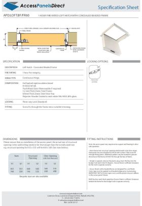 Fire Rated Loft Hatch APD.LOFT.BF/FR60